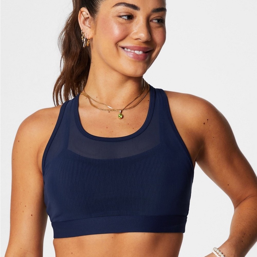 Fabletics | Faye High Impact Sports Bra | Deep Navy | Breathable Mesh | Small